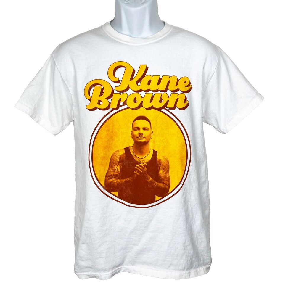 Kane Brown Shirt Men Medium White Cotton Country Singer Music Short Sleeve Tee